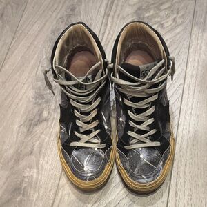 Golden Goose Black and Silver Sneakers